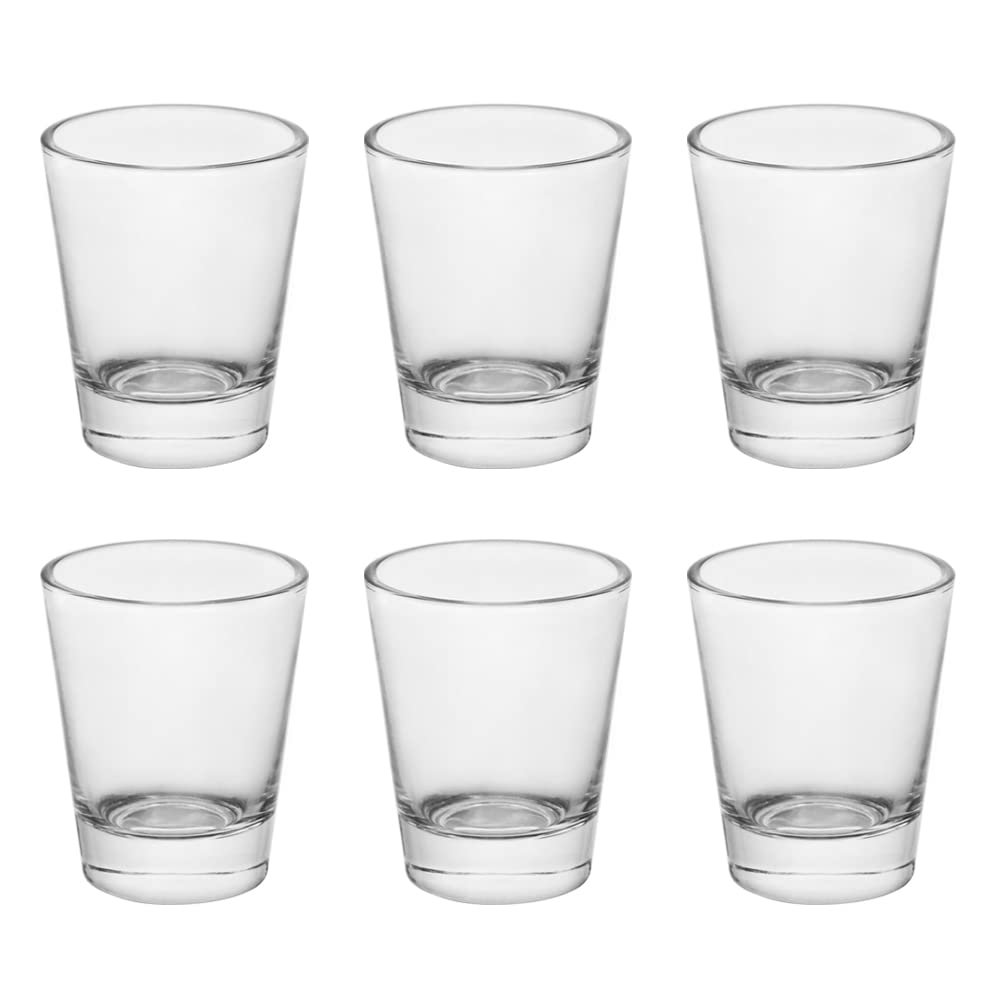 BTGLLAS Heavy Base Shot Glasses, 1.5 oz Sets of Clear Shot Glass (6 Pack), Measuring Cup for Espresso, Liquid, and Wine - Heavy Glass (Glass, 6Pack)