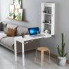 Folding wall-mounted desk, floating desk with chalkboard, space-saving folding desk wall-mounted convertible desk, wall-mounted table with storage shelves and hooks, free and easy to fold ( Color : Gr view 1