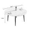 Modern Round Dining Table with Sintered Stone Marble Tabletop Dining Room Table with Black Metal Legs, Round Shape Restaurant Kitchen Table for 6-8, 59.05" Dia x 29.53" H, Table Only view 2
