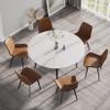 Modern Round Dining Table with Sintered Stone Marble Tabletop Dining Room Table with Black Metal Legs, Round Shape Restaurant Kitchen Table for 6-8, 59.05" Dia x 29.53" H, Table Only view 3