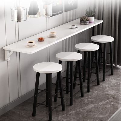 Folding table wall hanging home narrow long table wall hanging dining table folding kitchen wall hanging folding desk restaurant milk tea shop bar home/garden/event indoor/multifunctional simple ( Col