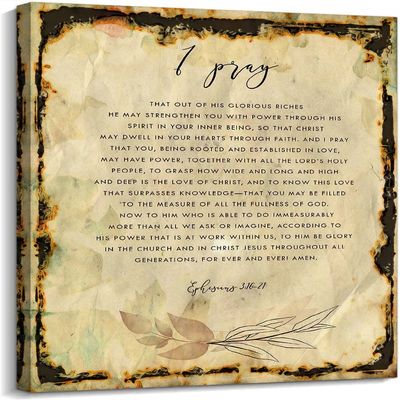 Ephesians 3 16-21 Scripture Wall Art Bible Posters Art Prints Giclee Pictures Painting for Bedroom Canvas Decorative Home Printed Canvas (12x18inch(30x45cm),Unframed)