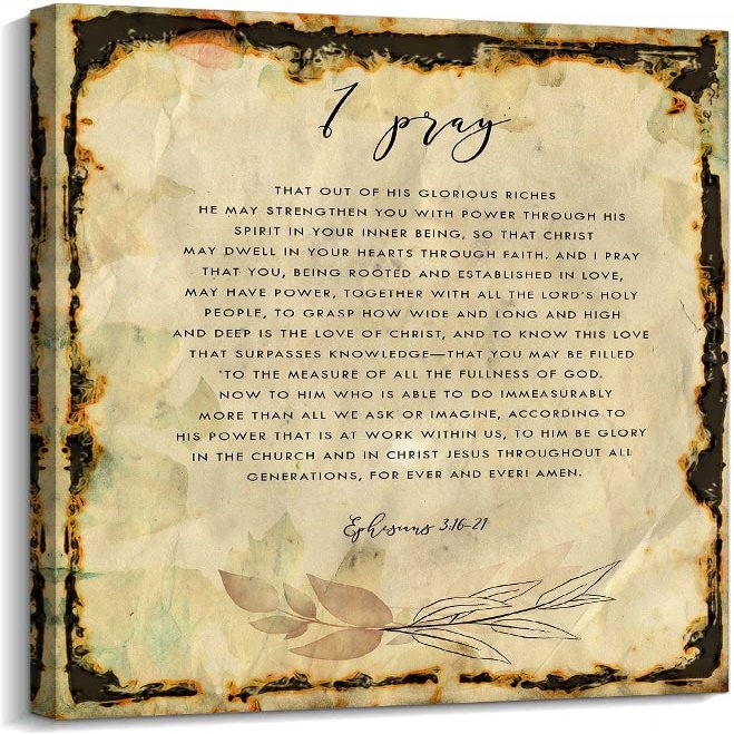 Ephesians 3 16-21 Scripture Wall Art Bible Posters Art Prints Giclee Pictures Painting for Bedroom Canvas Decorative Home Printed Canvas (12x18inch(30x45cm),Unframed)