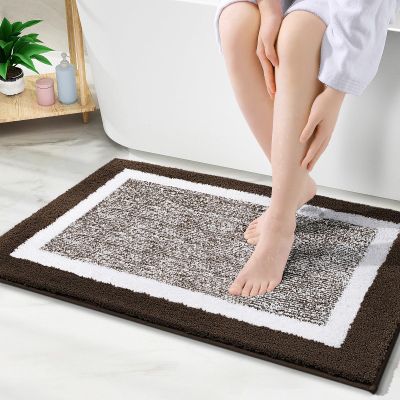 OLANLY Bathroom Rugs 36x24, Extra Soft and Absorbent Microfiber Bath Mat, Non-Slip, Machine Washable, Quick Dry Shaggy Bath Carpet, Suitable for Bathroom Floor, Tub, Shower (Large, Brown)
