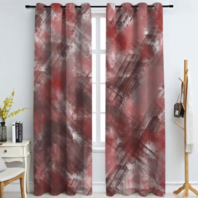 Abstract Vintage Red Graffiti Art Blackout Curtains, 3D Printed Drapes, 2 Panels Window Curtains, Darkening Curtains with Top Grommet for Bedroom Living Room Windows 79" W x 67" L