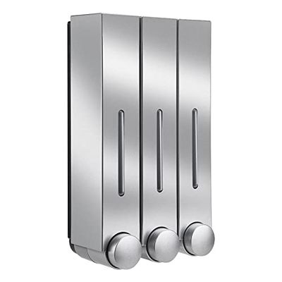 Countertop Soap Dispenser Wall Mounted Soap Dispenser Bathroom Plastic Liquid Soap Dispenser Shower Dispenser Family Hotel Kitchen Shower Gel Soap Dispenser Bottles ( Color : Silver , Size : Triple he