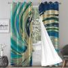 Abstract Green Gold Marble Texture Blackout Curtains, Modern Luxury Golden Swirl Art 3D Printed Drapes, Darkening Curtains with Top Grommet for Bedroom Living Room Windows 63" W x 74" L view 2
