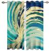Abstract Green Gold Marble Texture Blackout Curtains, Modern Luxury Golden Swirl Art 3D Printed Drapes, Darkening Curtains with Top Grommet for Bedroom Living Room Windows 63" W x 74" L view 3