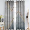 Modern Gray Retro Industrial Style Blackout Curtains, European Geometric Golden Line Art 3D Printed Eyelet Super Soft Darkening Curtains for Living Room Bedroom Kitchen Decor 52" W x 90" L view 1