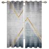 Modern Gray Retro Industrial Style Blackout Curtains, European Geometric Golden Line Art 3D Printed Eyelet Super Soft Darkening Curtains for Living Room Bedroom Kitchen Decor 52" W x 90" L view 3