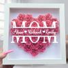Personalized Heart Shaped Flower Shadow Box, Mom Heart Shaped Monogram Shadow Box | Mom Mothers Day Paper Flower Gift,Customized Gift for Mothers Day, Birthday, Christmas (Pink) view 3