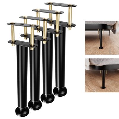 ruiru bro Adjustable Bed Frame Support Legs,Metal Bed Center Slat Heavy Support Leg, Bed Slat Reinforcement Kit,Bed Support Legs for Bed Frame Replacement,More Stable, More Quiet(10-16.5 in 4pcs)