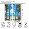 AuiMzoo Landscape Blackout Curtains, Window Outside Summer Tropical Beach Island, for Bedroom Living Room, 2 Panel Set, 63x63 Inches, Style-1 view 2