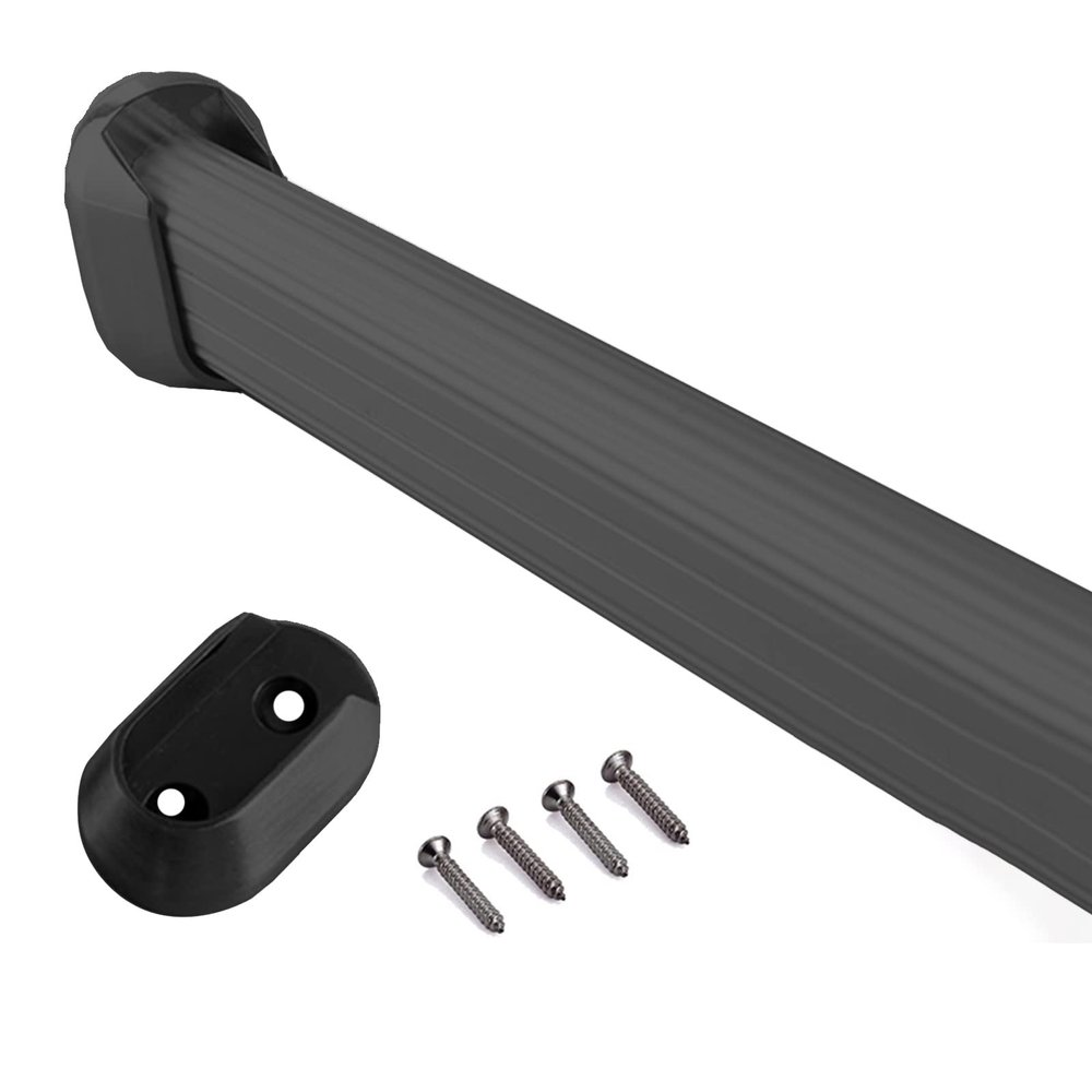 ZAQYCM Closet Hanger Rod Complete Kit, Removable Shower Curtain Rod with End Caps and Fittings, Aluminium Garment Bar for Hanging Clothes in Car/Vehicle/Wardrobe (Color : Black, Size : 140cm/55 in)
