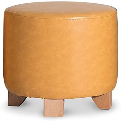 Ottoman Stool Sofa Stool Foot Rest Stool Makeup Stool Faux Leather Solid Wood Foot Stool Pouf Bench Seat,Footstool For Home & Office-yellow 29x29x35cm ( Color : Yellow , Size : 29x29x29cm(11x11x11inch