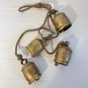4 LARGE COW BELLS Distressed Gold hanging on a Rustic Rope | Cow Bells | Bells | Ornamental Bells | Decorative Bells | Rustic Bells | Christmas Bells | Decorations | Home decor view 2
