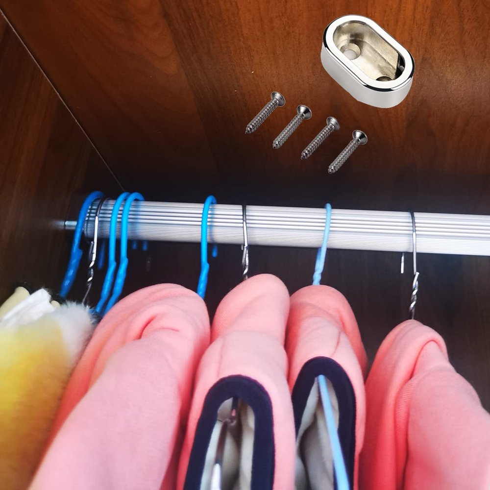 ZAQYCM Small Closet Bar for Hanging Clothes 20 30 40 50 60 Inch, Heavy Duty Closet Rod with Support Bracket Kits for Bathroom/Bedroom/Hotel/Clothing Store, Silver (Size : 155cm/61 in)