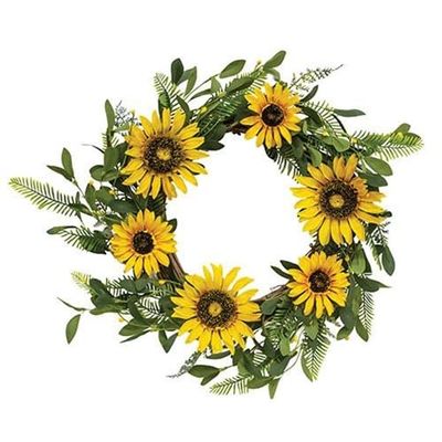 First of a kind Black-Eyed Susan, Pip, & Spring Greens Twig Wreath (16"-20")- Artificial Outdoor Summer Wreath for Front Door - Large Flower Door Wreaths Decor for Front Door (Yellow)