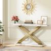 55'' Modern Marble Console Tablebehind Sofa Couch Long Table Narrow Rectangular Entryway for Living Room Gold White Glam Contemporary Metal Wood view 2