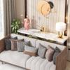 55'' Modern Marble Console Tablebehind Sofa Couch Long Table Narrow Rectangular Entryway for Living Room Gold White Glam Contemporary Metal Wood view 3