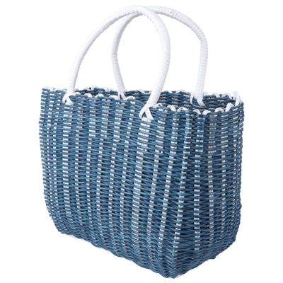 Woven Grocery Bag Plastic Market Basket Reusable Shopping Tote Bag with Handle Fruit Vegetable Bags Large Beach Bag for Home Kitchen
