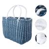 Woven Grocery Bag Plastic Market Basket Reusable Shopping Tote Bag with Handle Fruit Vegetable Bags Large Beach Bag for Home Kitchen view 4