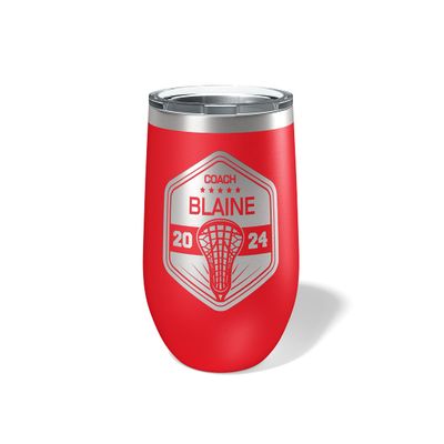 Alterd Industries Lacrosse Coach Gift - insulated tumbler with lid, travel coffee mug, personalized stainless steel cups, 20 oz tumbler, girl sports coaches (12oz Wine Tumbler, Red)