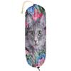 Cat Flowers Pattern Plastic Bag Holder Wall Mount Plastic Bag Organizer Grocery Bag Storage Dispenser Washable Large Shopping Bags Carrier for Home Kitchen Travelling, 1 Pack view 1