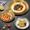 MBBITL 3 Pack Gold Dinner Plates Round Food Serving Dishes Plates Brushed Finished Stainless Steel 5.5 inches for Appetizer Cookie view 3