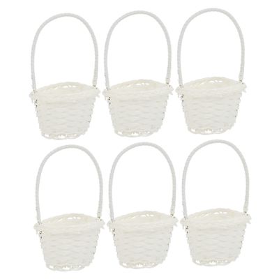 OFFSCH 6pcs Distinctive Rattan Straw Baskets Country Style Picking Basket for Home Hotel Picnic Planting White Elliptical Strong Sturdy Elegant Storage