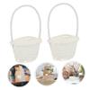 OFFSCH 6pcs Distinctive Rattan Straw Baskets Country Style Picking Basket for Home Hotel Picnic Planting White Elliptical Strong Sturdy Elegant Storage view 2
