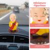 Car Dashboard Figurine ations Little Solar Head Car Shaking Head Chinese Little Buddha Monk Statue Car Dashboard Ornament Home Decorations Red Car Decor Monk Sculpture view 2