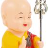 Car Dashboard Figurine ations Little Solar Head Car Shaking Head Chinese Little Buddha Monk Statue Car Dashboard Ornament Home Decorations Red Car Decor Monk Sculpture view 3