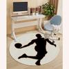 Black White PU Leather Office Chair Mat,Computer Gaming Desk Chair Mat, Basketball Player Silhouette Gaming Computer Chair Mat for Home Office Gaming Room Sports Decor Diameter 59 in view 3