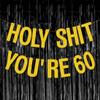 60th Birthday Decorations Women Men Gold Glitter Birthday Decoration Party Sign Funny Banner 60th Bday Party Supplies banner view 1