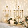 19.7in Gold Candelabra Centerpieces for Tables, 2Pcs Metal Tall Candle Holder for Taper Candles, 5 Arm Candlestick Holder for Wedding Centerpiece Decor Party Event Reception Decoration view 2