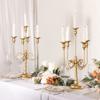 19.7in Gold Candelabra Centerpieces for Tables, 2Pcs Metal Tall Candle Holder for Taper Candles, 5 Arm Candlestick Holder for Wedding Centerpiece Decor Party Event Reception Decoration view 3