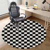 White Charcoal PU Leather Gaming Chair Mat Under Computer Desk Checkers Game Geometric Grid Style Round Office Chair Mats Home Rolling Gaming Chair Mat Checkered Diameter 55 in view 1