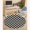 White Charcoal PU Leather Gaming Chair Mat Under Computer Desk Checkers Game Geometric Grid Style Round Office Chair Mats Home Rolling Gaming Chair Mat Checkered Diameter 55 in view 3