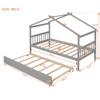 Aiuyesuo Modern Twin Size House Bed with Twin Size Trundle, Wooden Daybed Frame with Roof and Headboard for Toddlers, Teens, Girls, Boys, Can Be Decorated (Gray) view 2