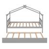 Aiuyesuo Modern Twin Size House Bed with Twin Size Trundle, Wooden Daybed Frame with Roof and Headboard for Toddlers, Teens, Girls, Boys, Can Be Decorated (Gray) view 4