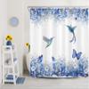 HVEST Blue Floral Shower Curtain for Bathroom, Hummingbird and Butterfly on White Background Shower Curtain with Hooks, Flower Shower Curtain Set Bathroom Decorations, 72X78 inches view 2