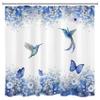 HVEST Blue Floral Shower Curtain for Bathroom, Hummingbird and Butterfly on White Background Shower Curtain with Hooks, Flower Shower Curtain Set Bathroom Decorations, 72X78 inches view 4