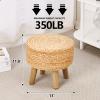 Cpintltr Round Ottoman Natural Seagrass Footstool Hand Weave Water Hyacinth Poufs Eco Friendly Sofa Foot Stool Soft Step Stool Padded Foot Rest with Pine Legs for Living Room (Natural) view 2