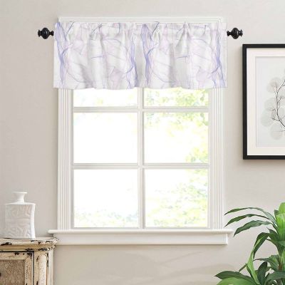 Abstract Marbling Curtain Valance for Windows/Kitchen/Living Room/Bedroom,Rod Pocket Window Valance Curtain Panel Drape Short Topper Small Tier Cafe Drape Modern Gradient Purple Pink Marble 42X12