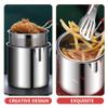 Cabilock Deep Fryer with Basket 4.7 Inch Compact Frying Pot with Perforated Strainer for French Fries Fish Shrimp Chicken Wings Kitchen Appliance view 3