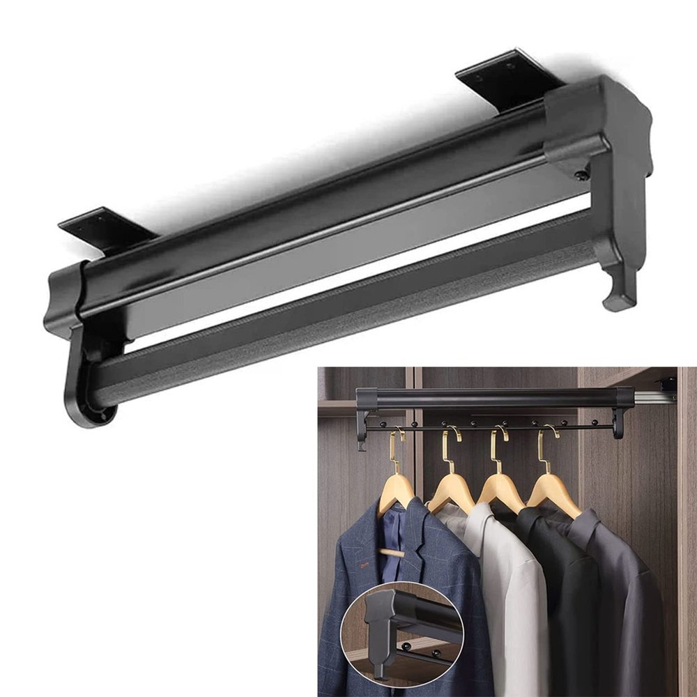 Extendable Pull Out Clothes Rack, Suitable for Both Narrow Closet and Wide Closet Top Mounted Hanger Rail, Large-Capacity, Good Wardrobe HelperLoad-Bearing 15kg (Size : 36cm/14.1in)
