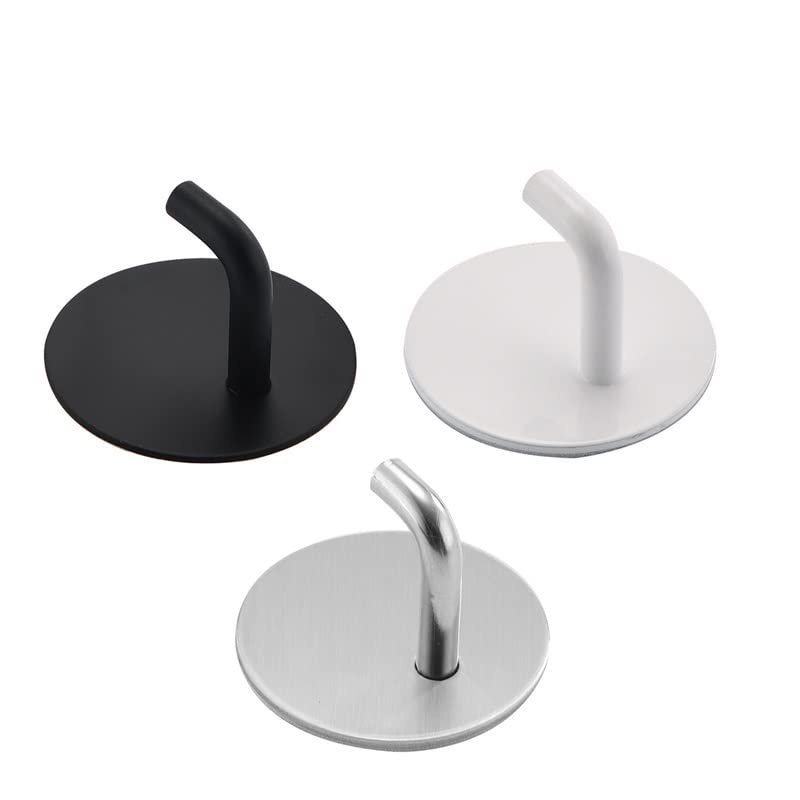 clothes Hathookswall hookMultifunctional Hook 304 Stainless Steel Hooks Self-adhesive Wall Hook Bathroom Towel Choth Storage Hanger Hook Home Umbrella Key MultiPurpose Hooks (Color : White Sliver Bla
