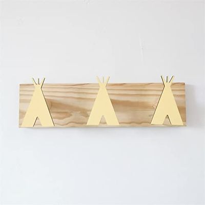 MAYABI Clothes HathooksWall hookMultifunctional Hook Nordic Wooden Hooks Wall Decorative Hook Room Decorations Ornaments Clothing Hanger Rack (Color : Three White) (Color : Three Yellows)