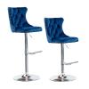 Shenyon Swivel Counter Height Bar Stools Set of 2,Upholstered Velvet Barstools with Nailheads Trim and Button Tufted Backs, Adjustable Bar Chair for Kitchen Counter,Home Bar,Dining Room(Blue) view 1